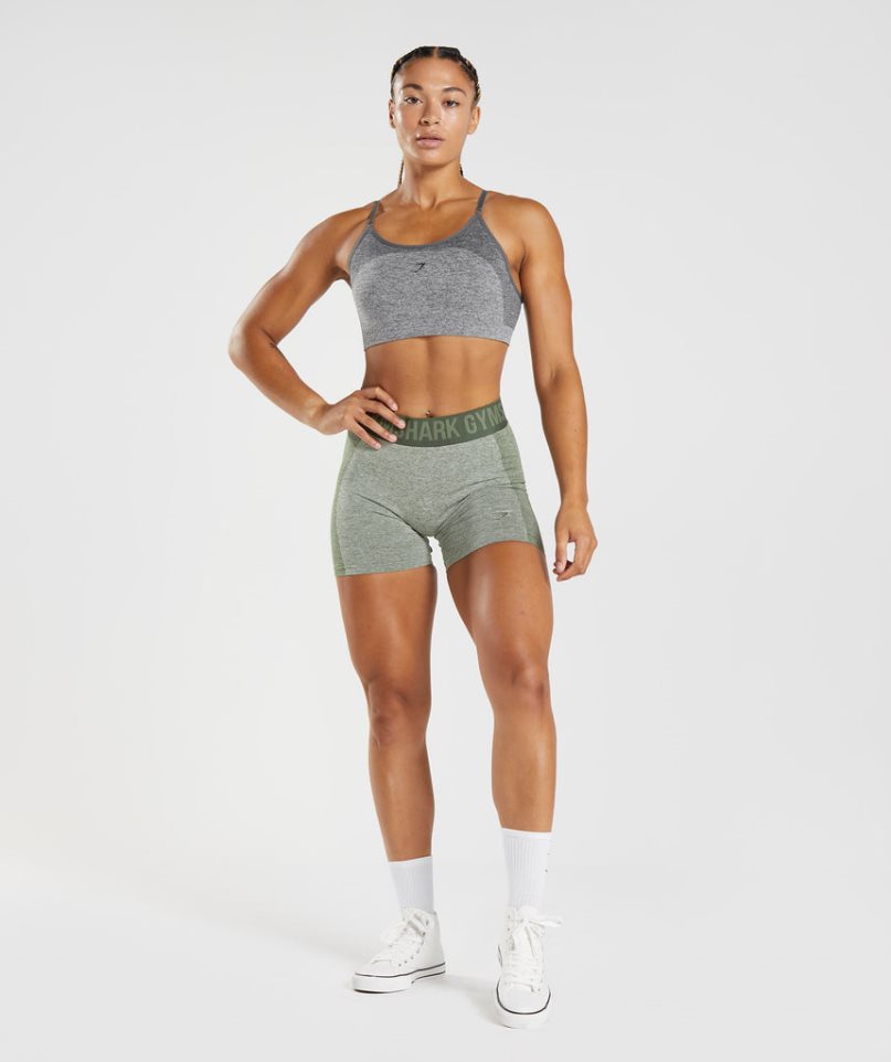 Women's Gymshark Flex Shorts Grey / Olive | NZ 5GXLSQ